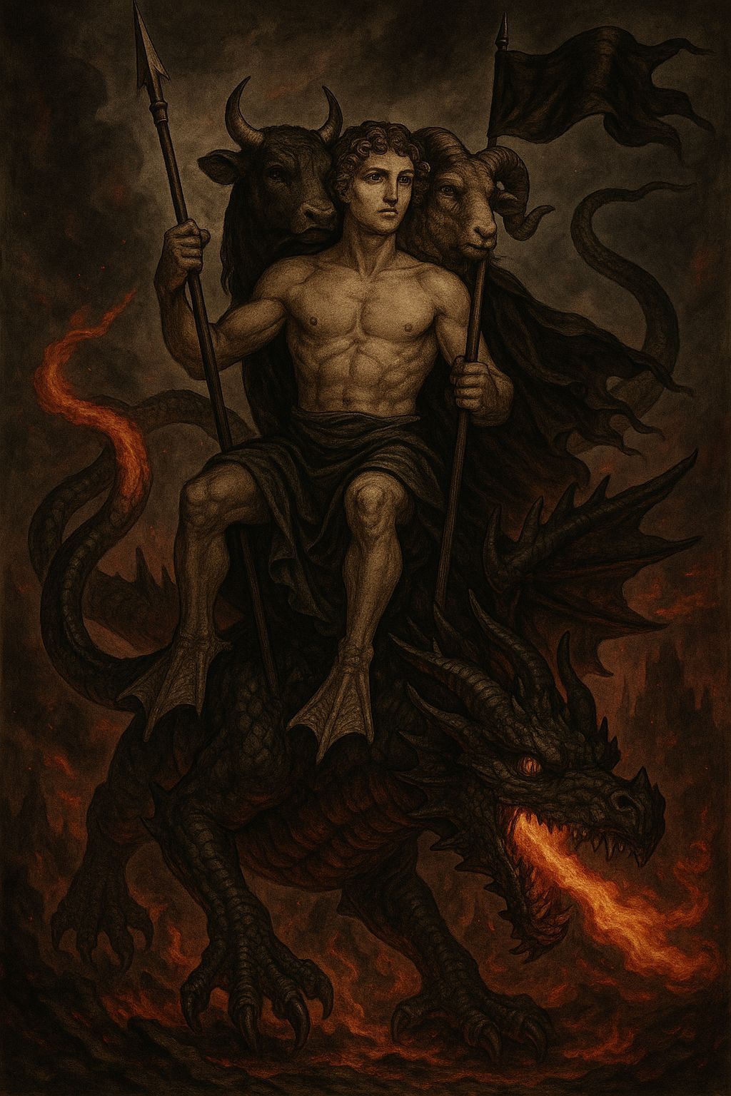 Three-Headed King on Demonic Dragon