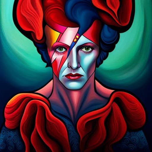 David Bowie Sugar Skull Angel in Abstract Art