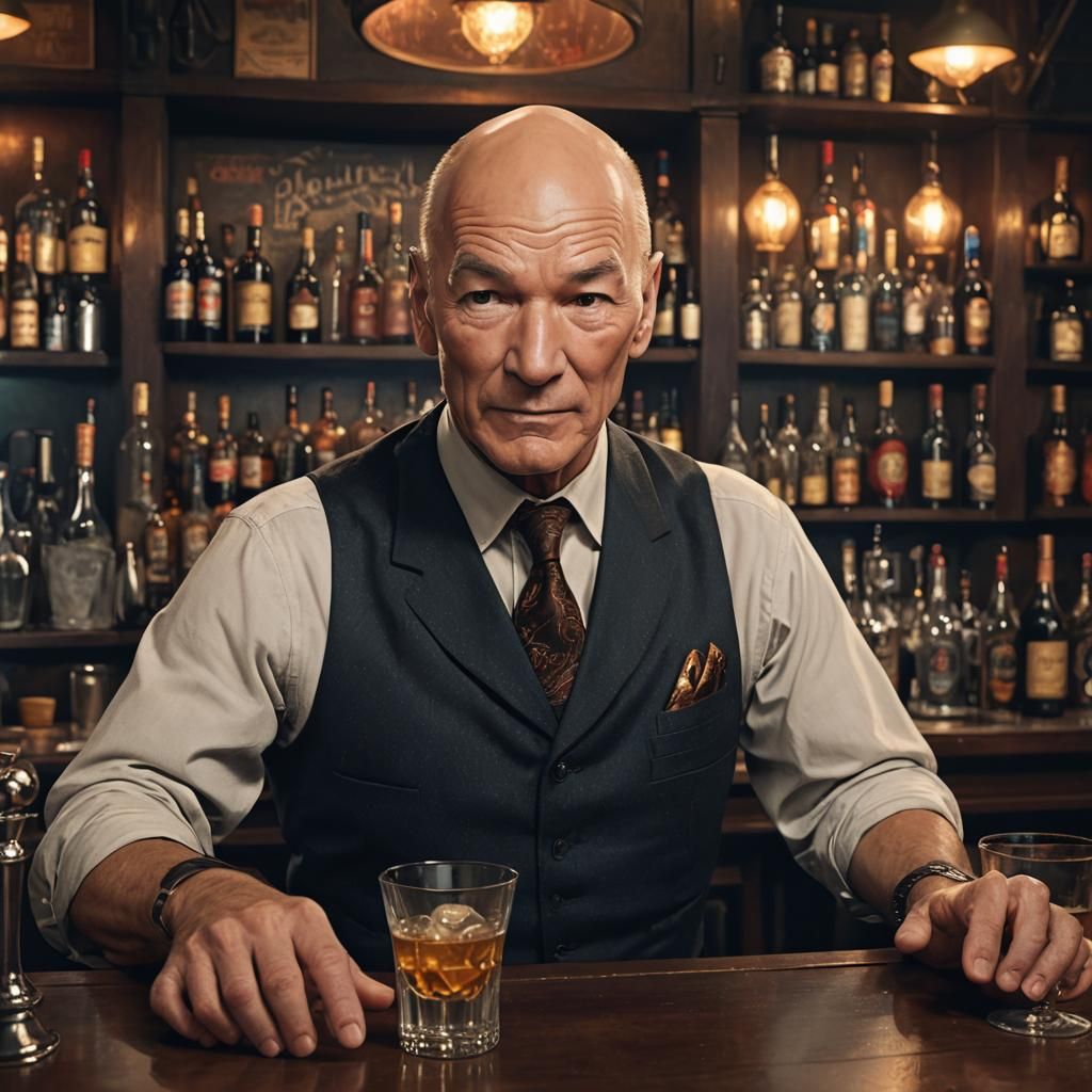 Patrick Stewart as Bartender in 1920s Jazz Bar