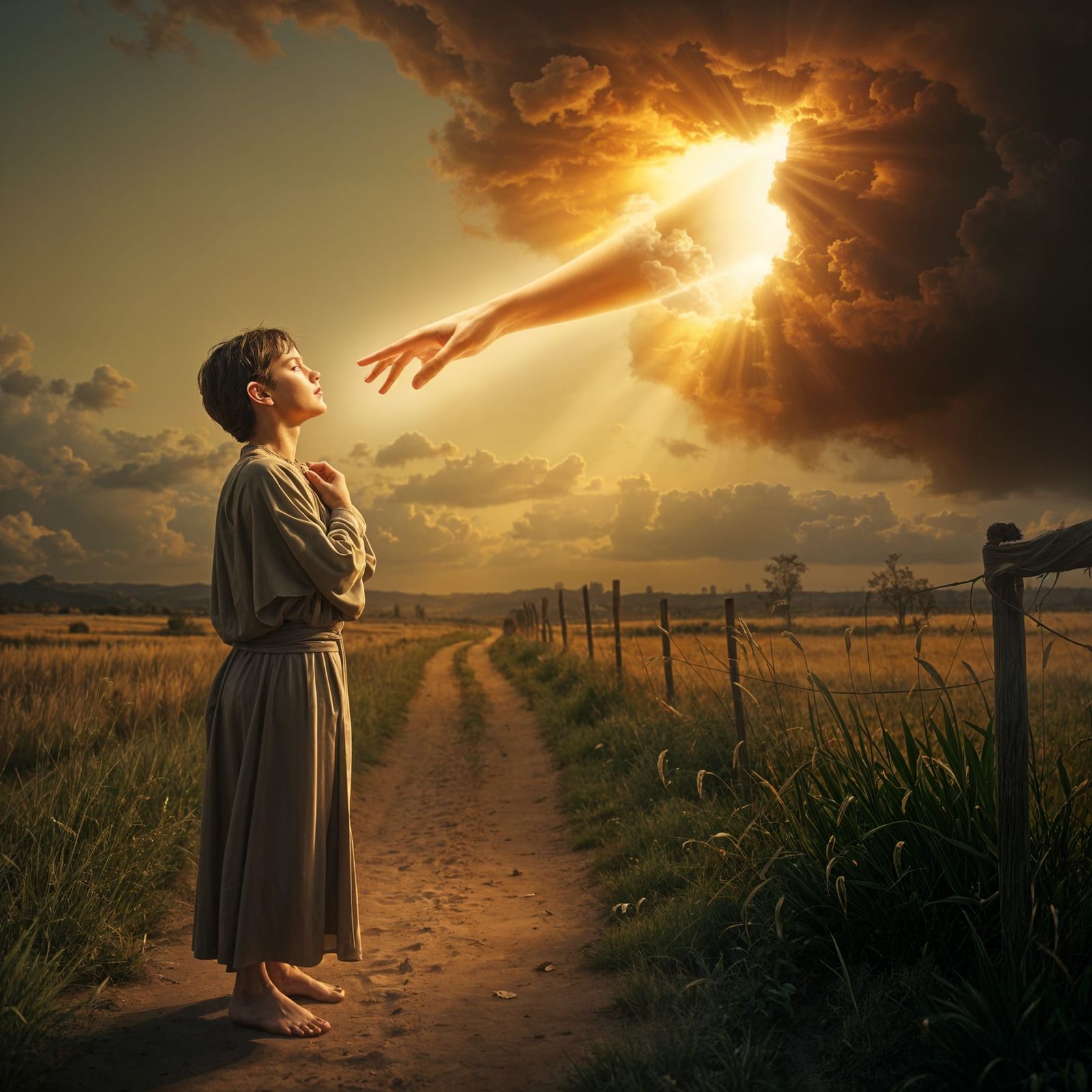 Young Figure Attuned to Divine Presence