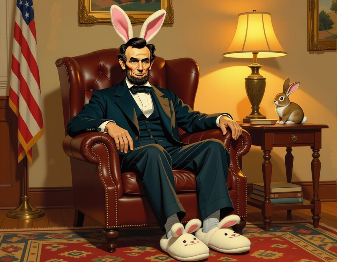 Lincoln in Bunny Slippers, Rockwell Style