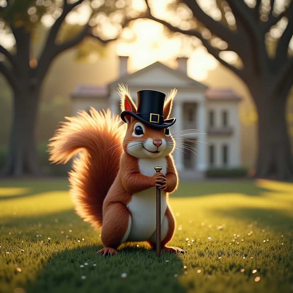 Squirrel Rhett Butler at Oak Alley Mansion
