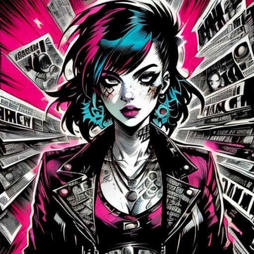 Punk Comic Book Portrait of a Woman