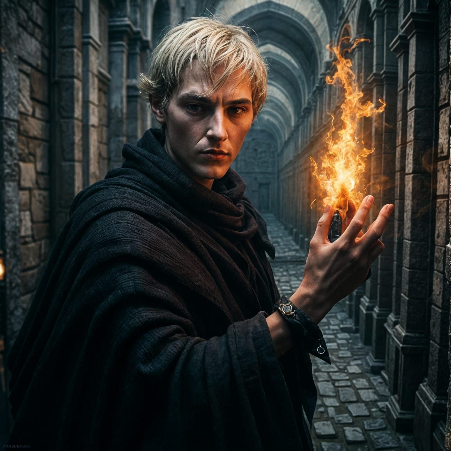 Cyberpunk Portrait of a Young Ambitious Figure in Dark Armor