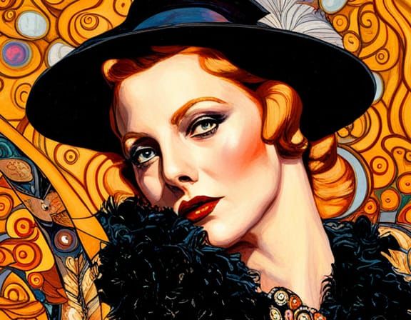 Bohemian Pop Art Portrait with Feather Boa