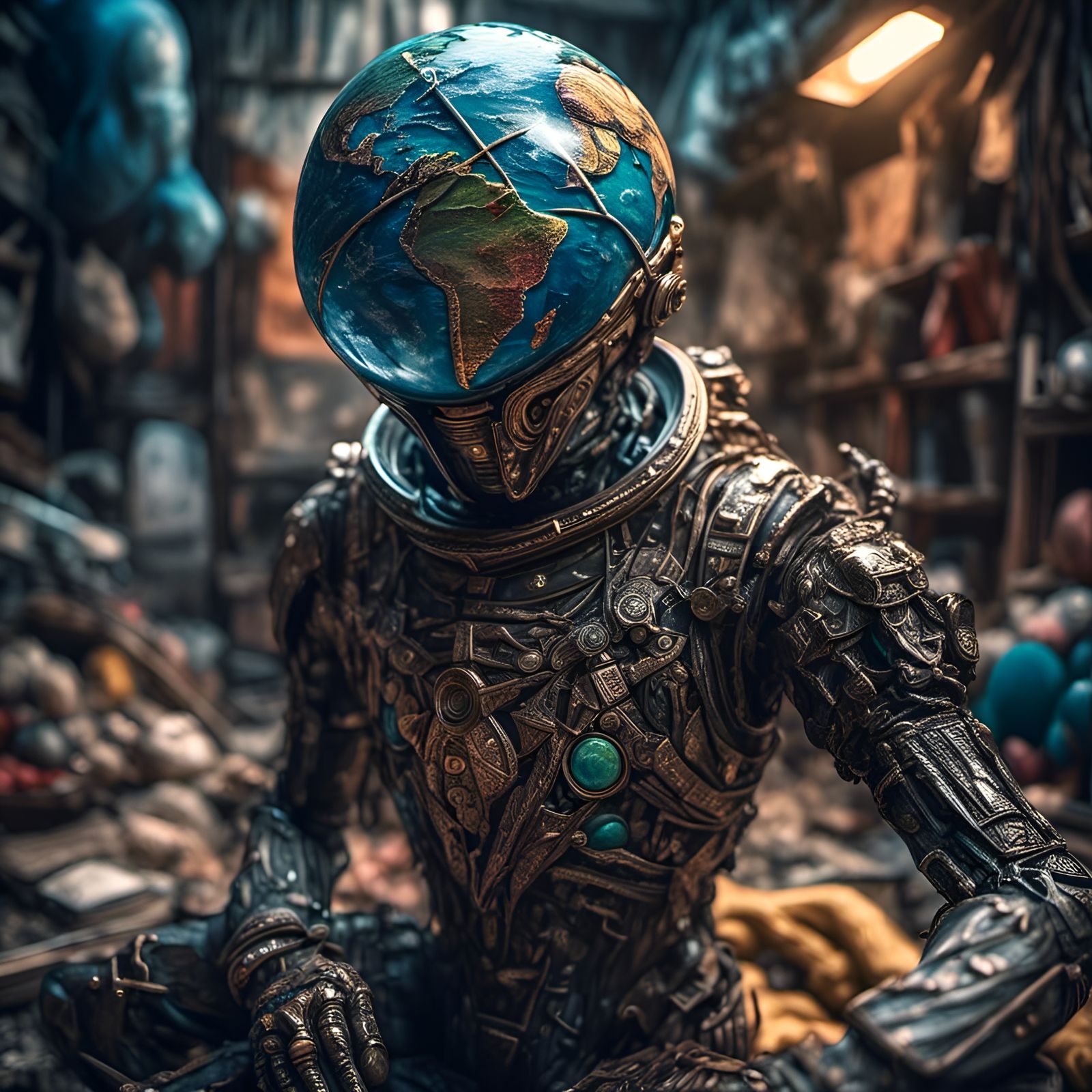 Alien Toy Soldier with Earth Eyeball, Vivid Colors