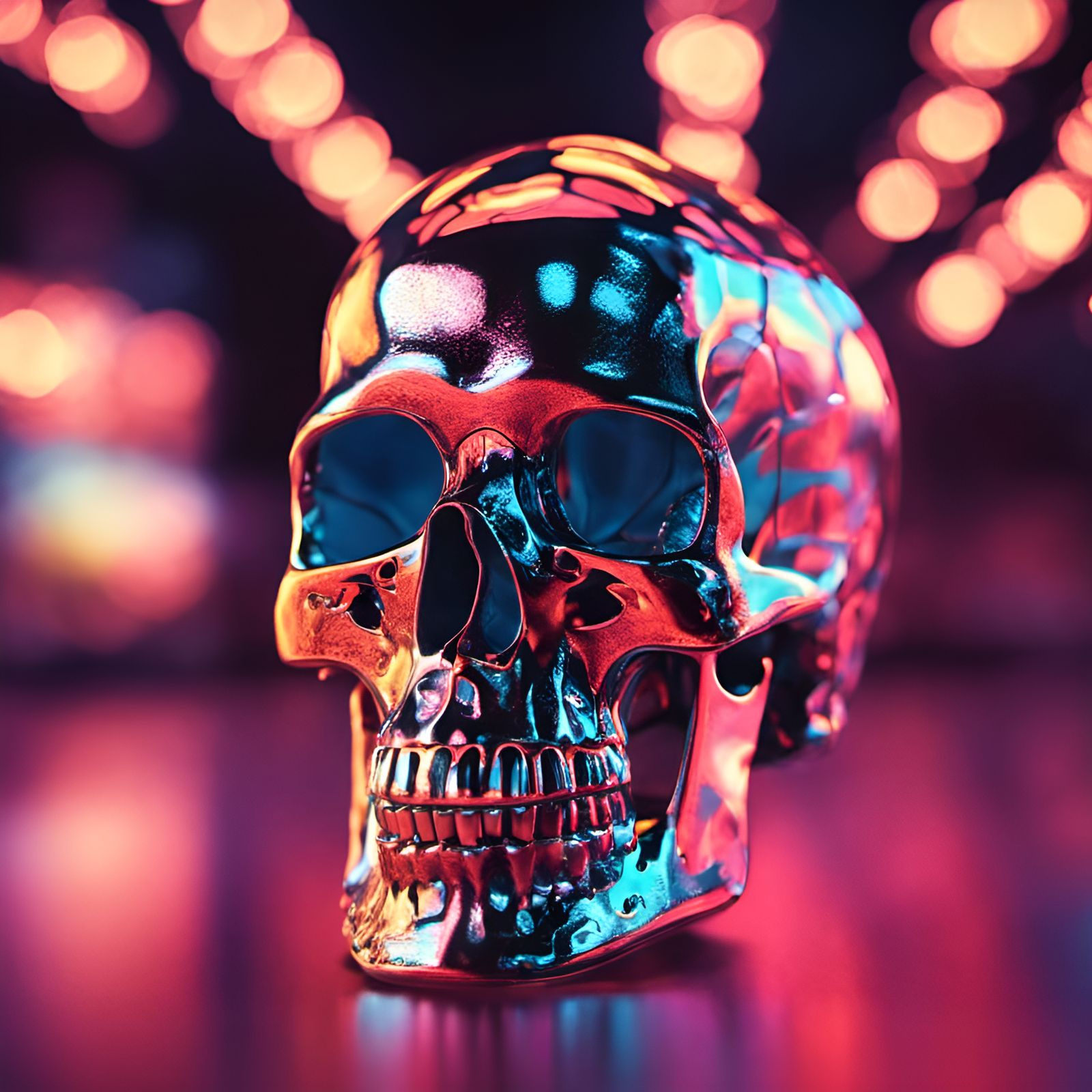 Super Mirror Coated Stainless Steel Skull