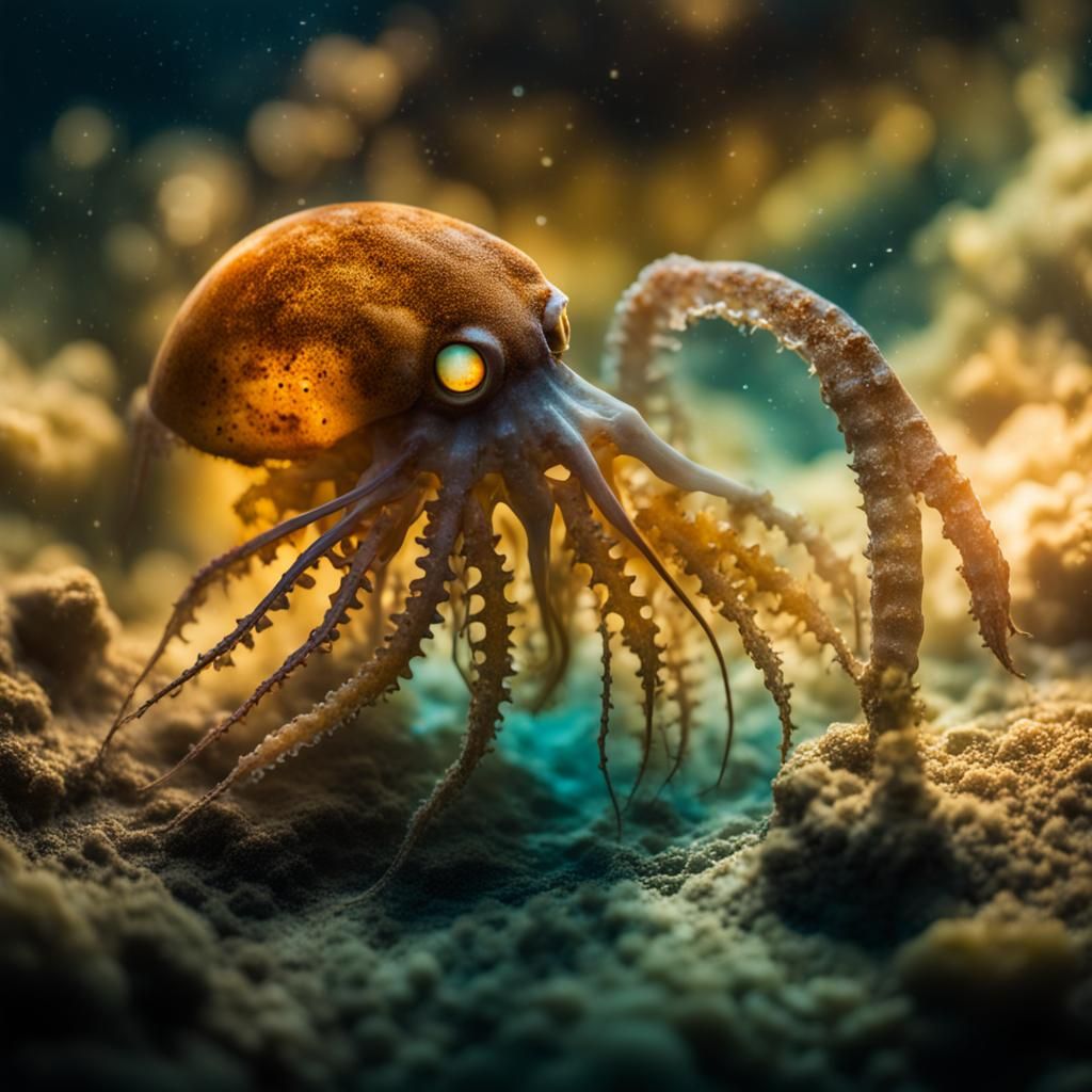 Fossilized Squid Ribcage in Deep Water