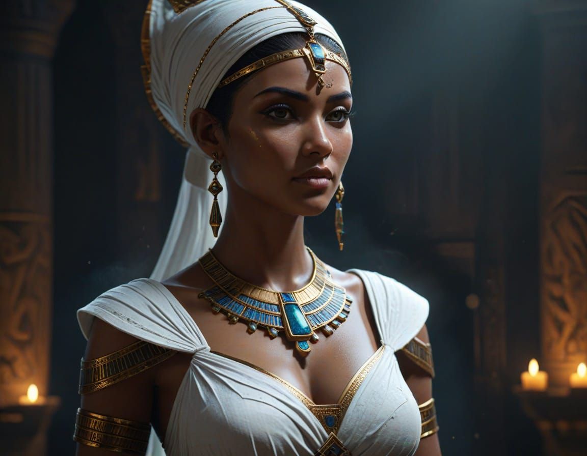 Ancient Egyptian Goddess Portrait in Dark Fantasy Style