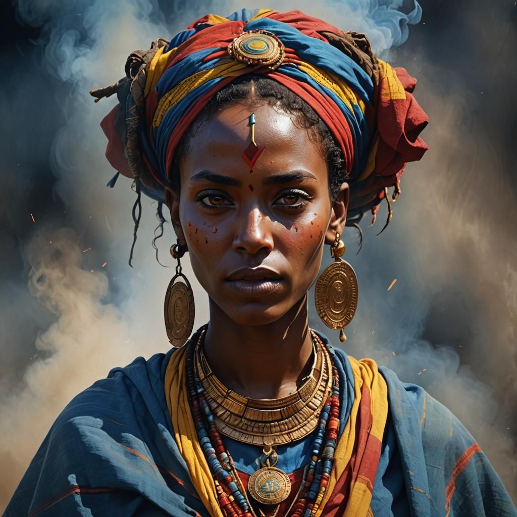 Ethiopian Woman Portrait in Dynamic Lighting