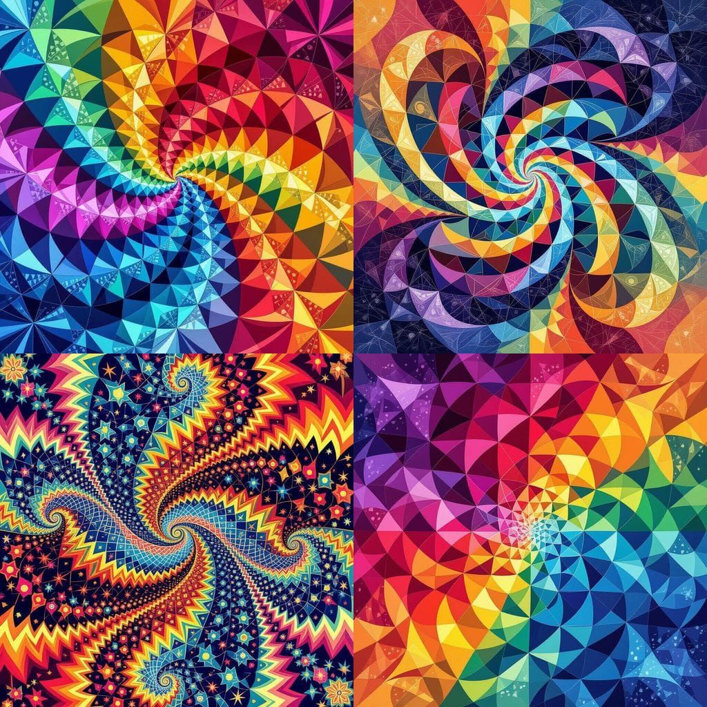Geometric Rainbows in Abstract Fractal Wave Style