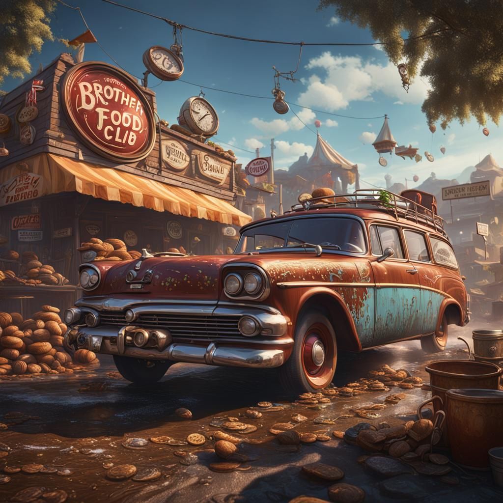Detailed Matte Painting of a Food Motor Club