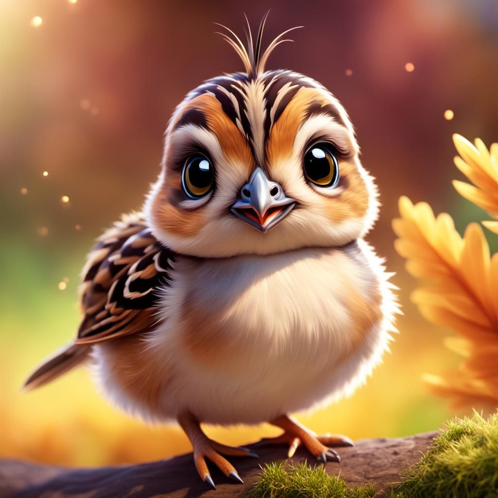 Adorable Cartoon Quail with Big Sparkly Eyes