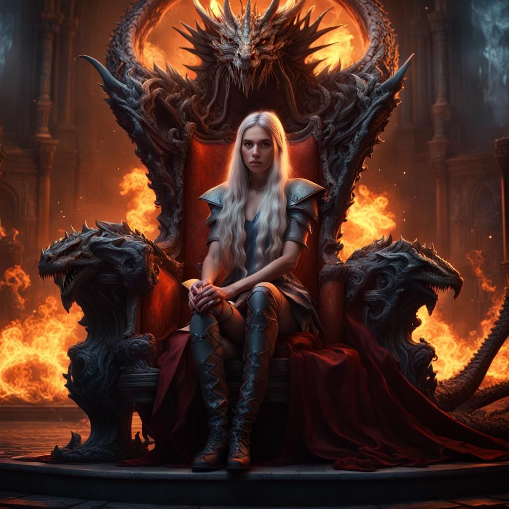 Dragon Queen on Obsessed Throne: Fantasy Concept Art