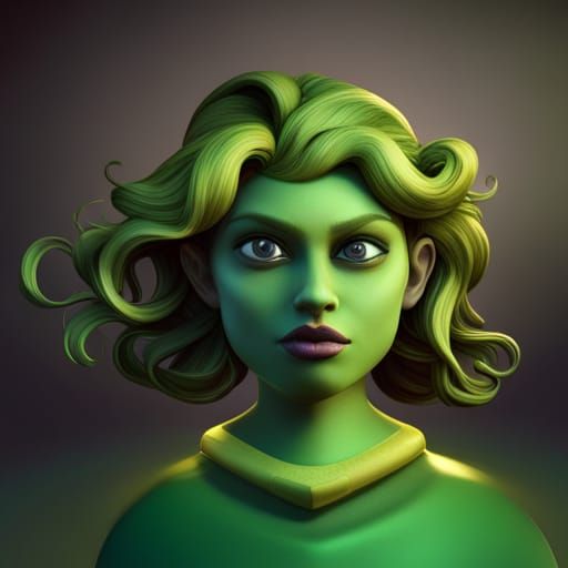 Medusa Supervillain Concept Art in 3D Style