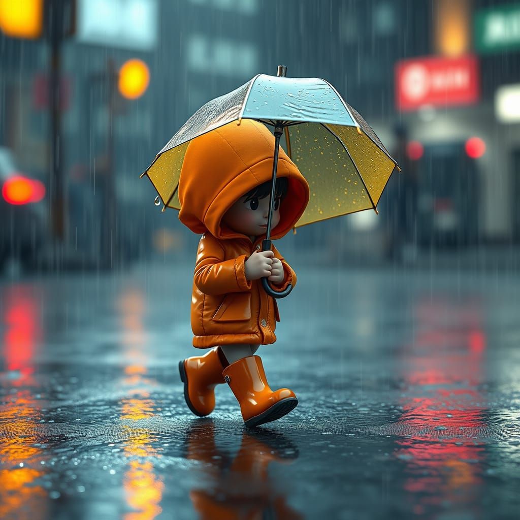 Adorable Figure Brings Color to a Stormy Day in Epic 3D Game...