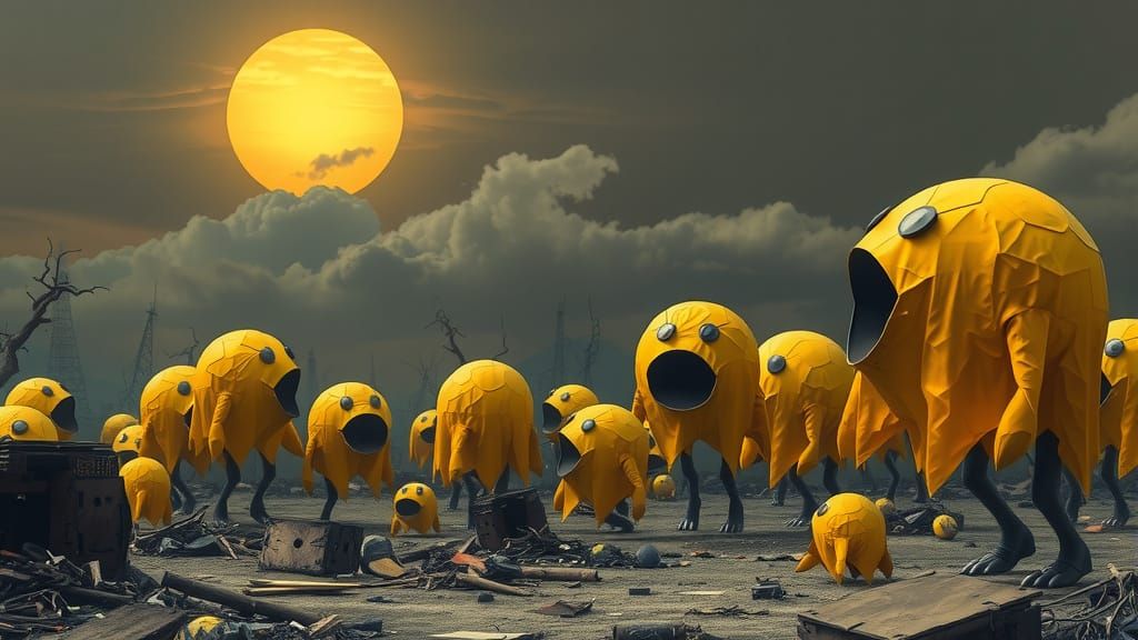 Apocalyptic Landscape with Pac-Man on Guard