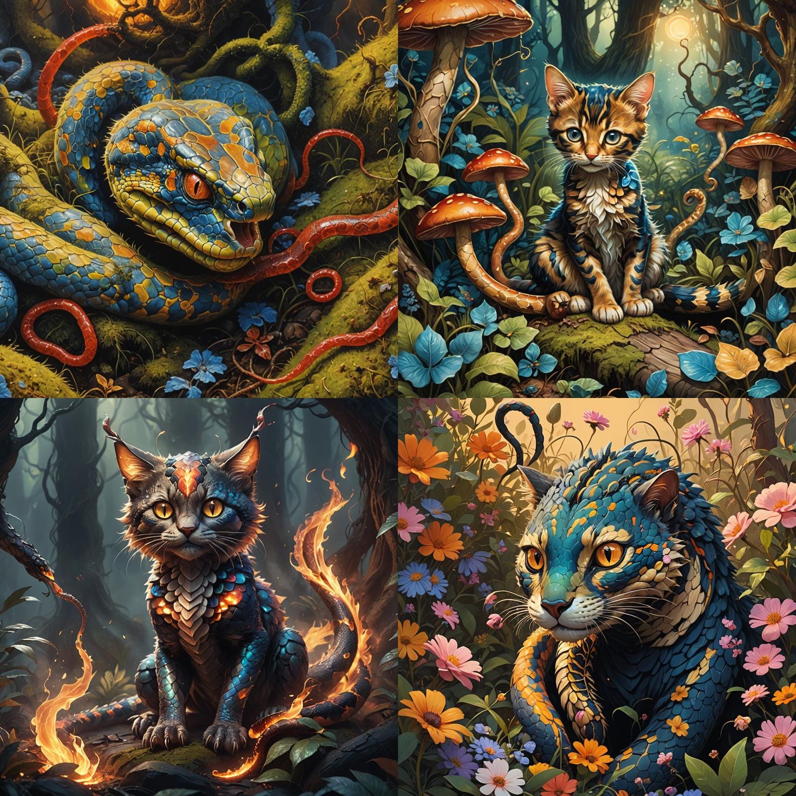Fantastical Snake, Ant, and Kitten Concept Art