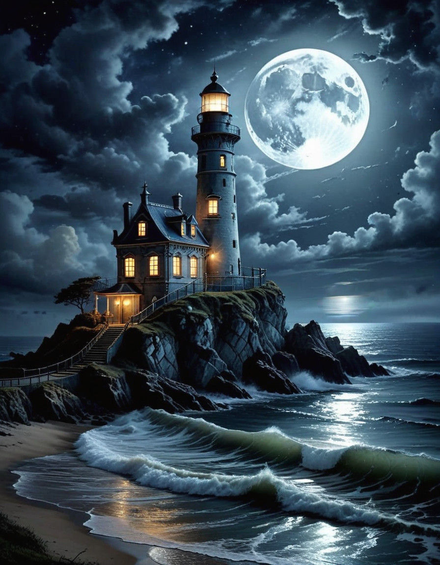 Ethereal Lighthouse in Twilight Rococo Dream