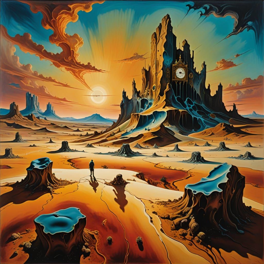 Surreal Cowboy in Golden Hour Oil Painting