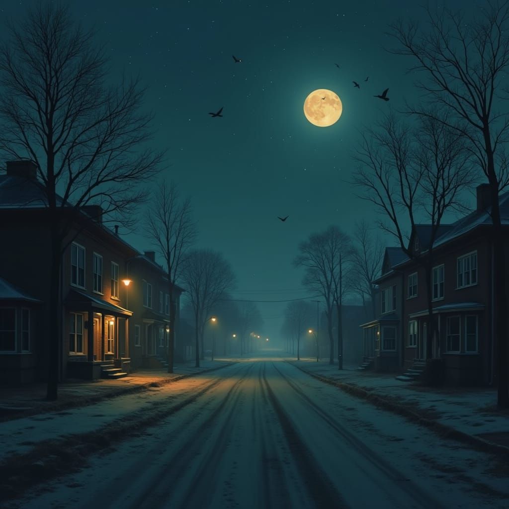 Eerie Nostalgic Town at Night, Americana Style