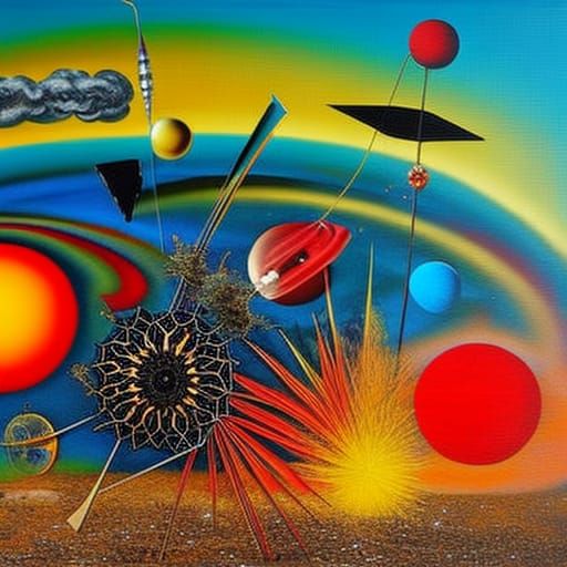 Photorealistic Solar System in Surrealist Style