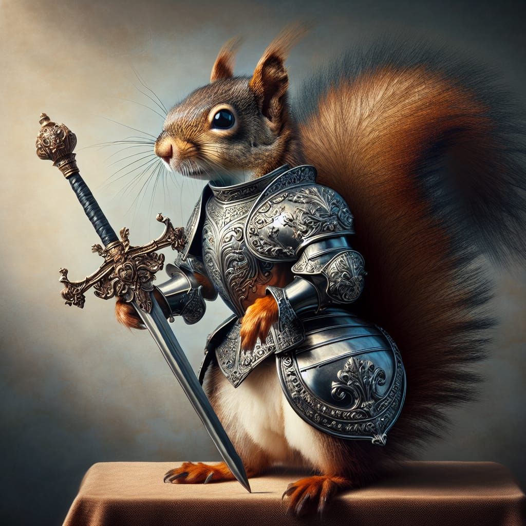 Baroque Squirrel Paladin in Shining Armor