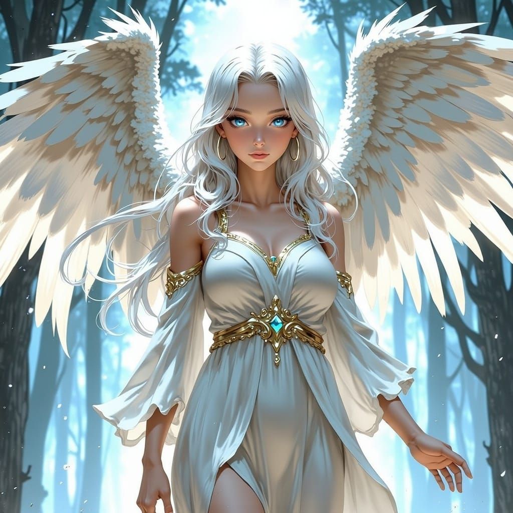 Ethereal Angel in Heavenly Realm, Digital Art