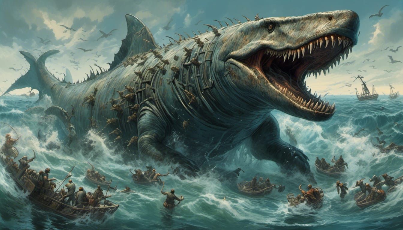 Megalodon Plesiosaur Hybrid Rises From the Sea