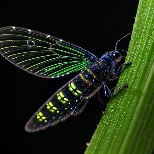 Firefly at Night: 8K 3D Macro Photography