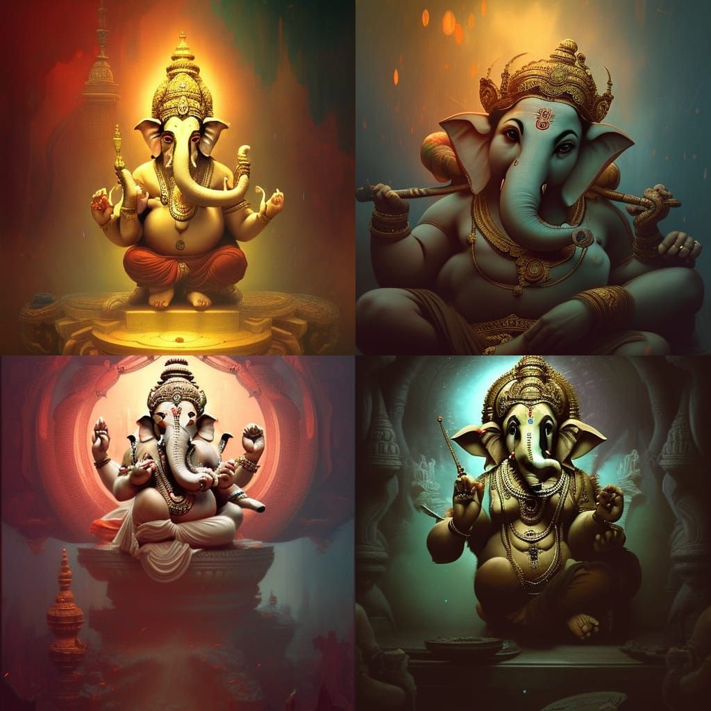 Ganesha: Dark Fantasy Concept Art in Art Nouveau Style