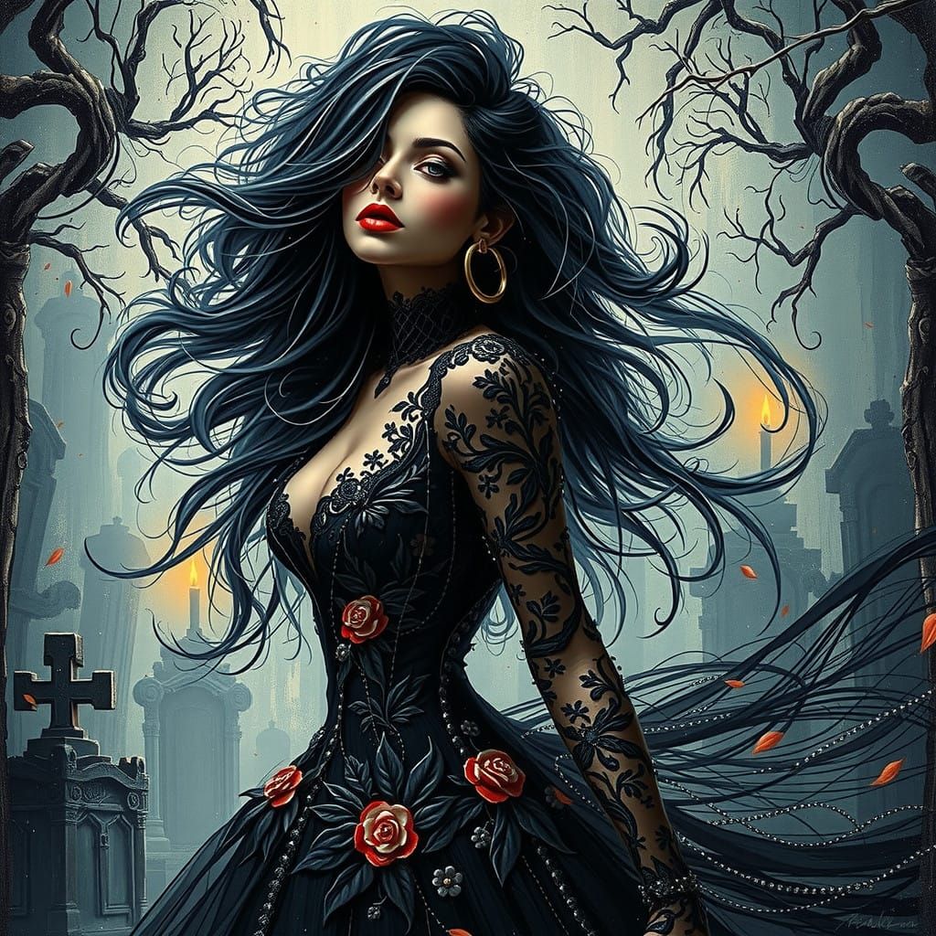 Resilient beauty rises from shadows and mist