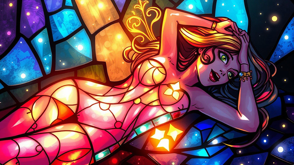 Barbarella Stained Glass with Dynamic Lighting