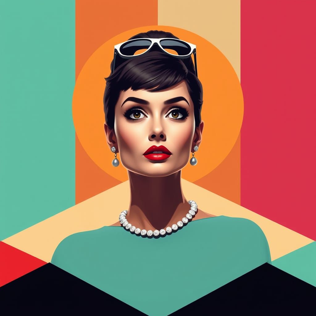 Elegant Audrey Hepburn as Digital Pop Art
