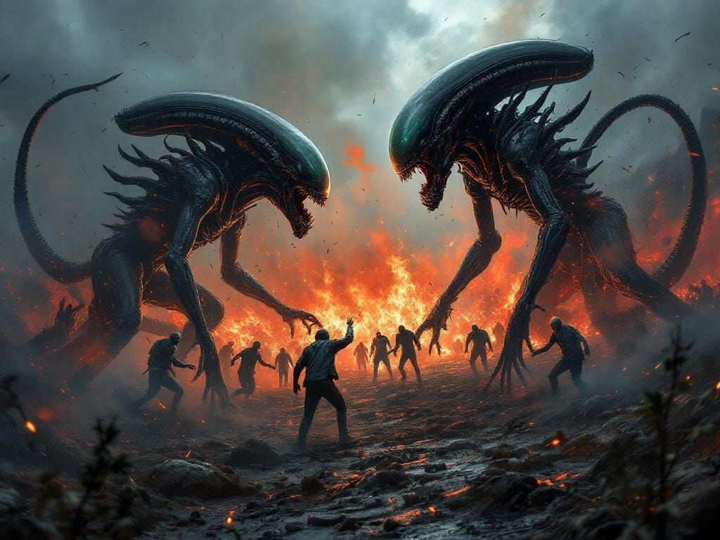 Xenomorphs vs Zombies in Apocalyptic Battle