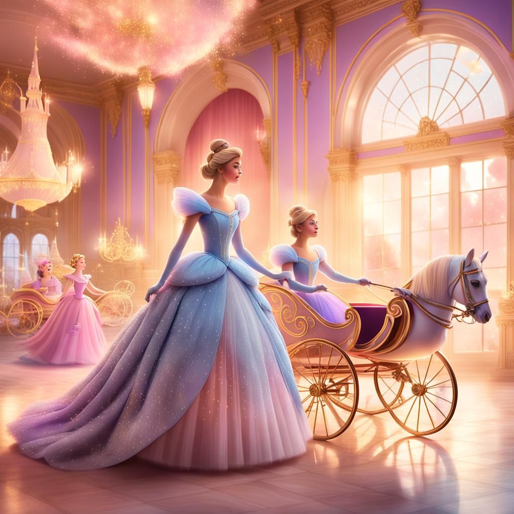 Cinderella's Magical Ballroom: A Whimsical Digital Illustrat...
