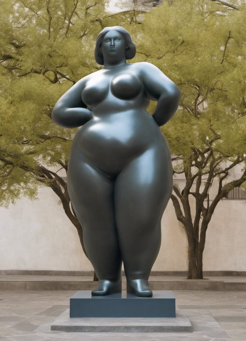 Voluptuous Woman Statue in Botero Style