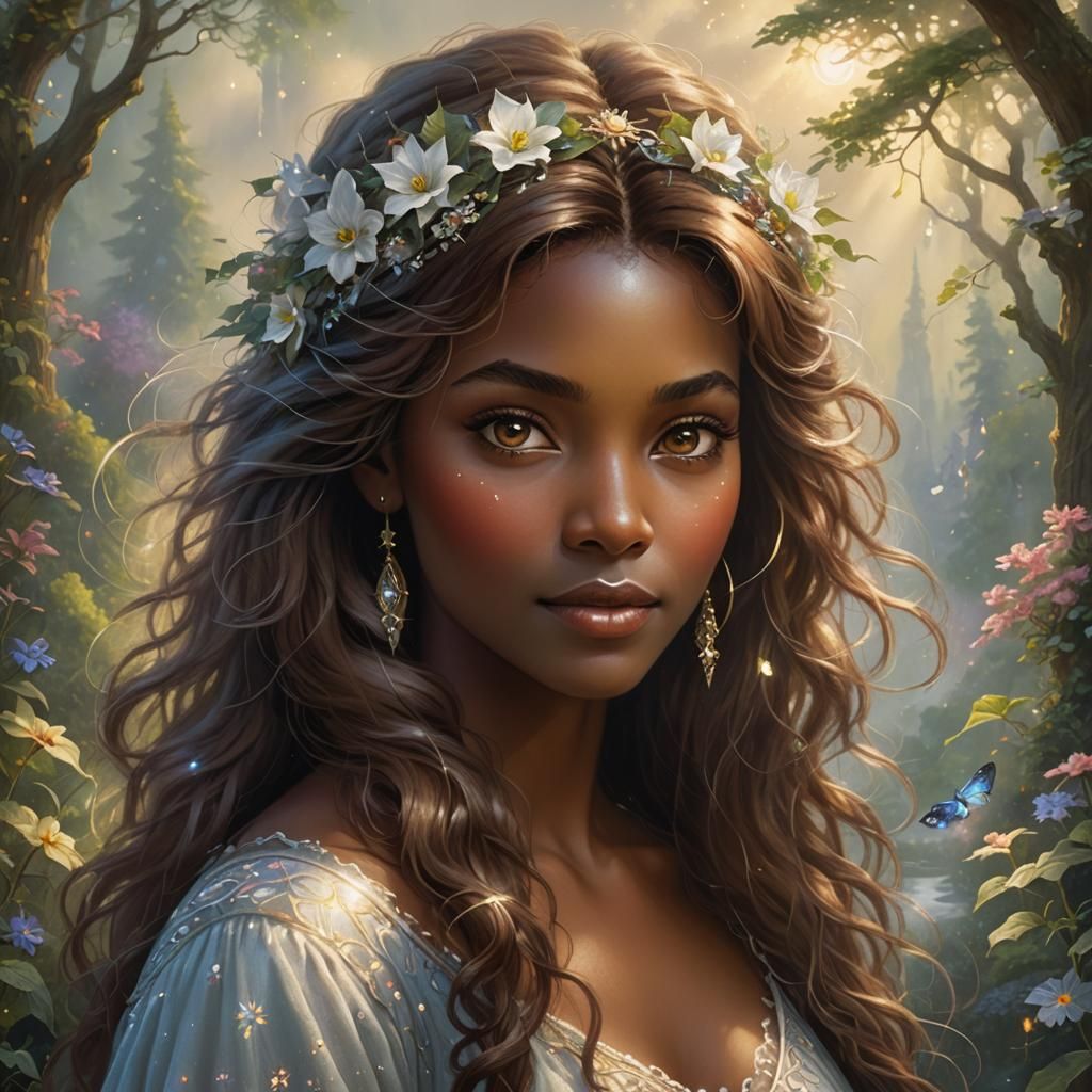 Ethereal Woman with Magical Glowing Eyes