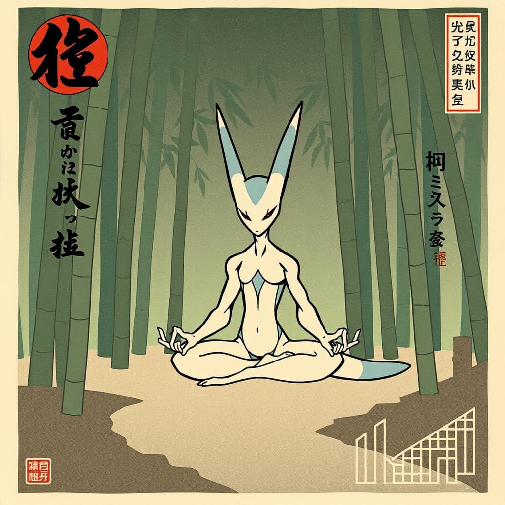 An antique Japanese Pokémon hanafuda style card featuring th...