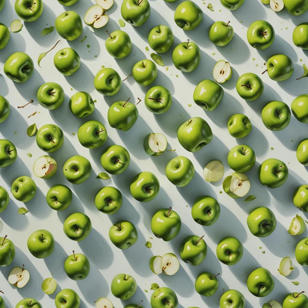 Green Apple Cube: Vibrant Still Life in Oil Painting