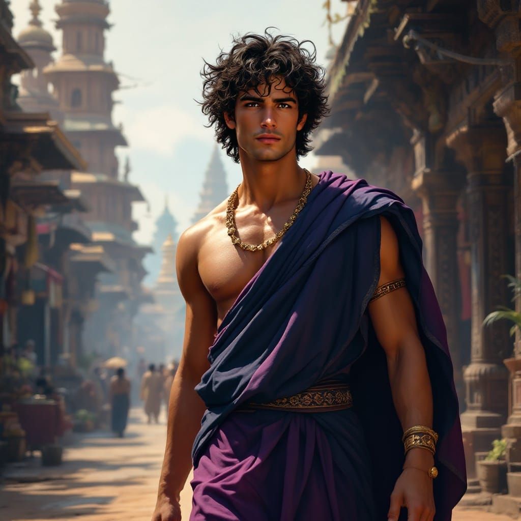 Handsome Young Prince in Ancient Indian Setting