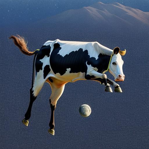 Whimsical Cow Jumps Over the Moon