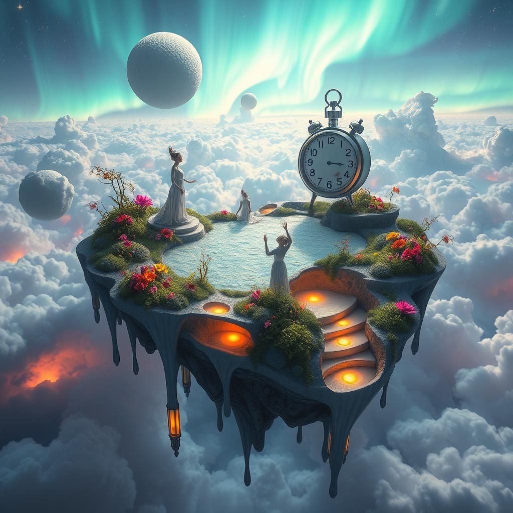 Surreal Floating Islands in Dreamlike Landscape