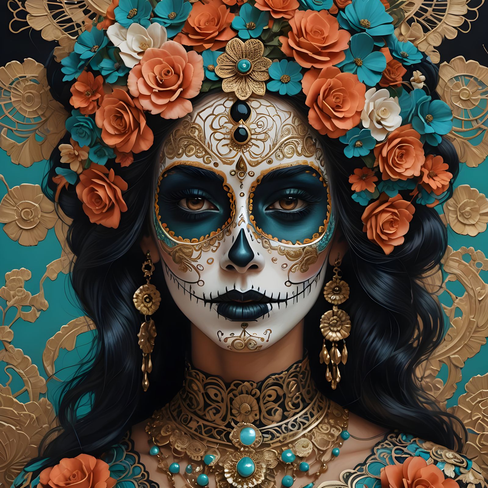 Catrina Portrait: Detailed Black and White Makeup