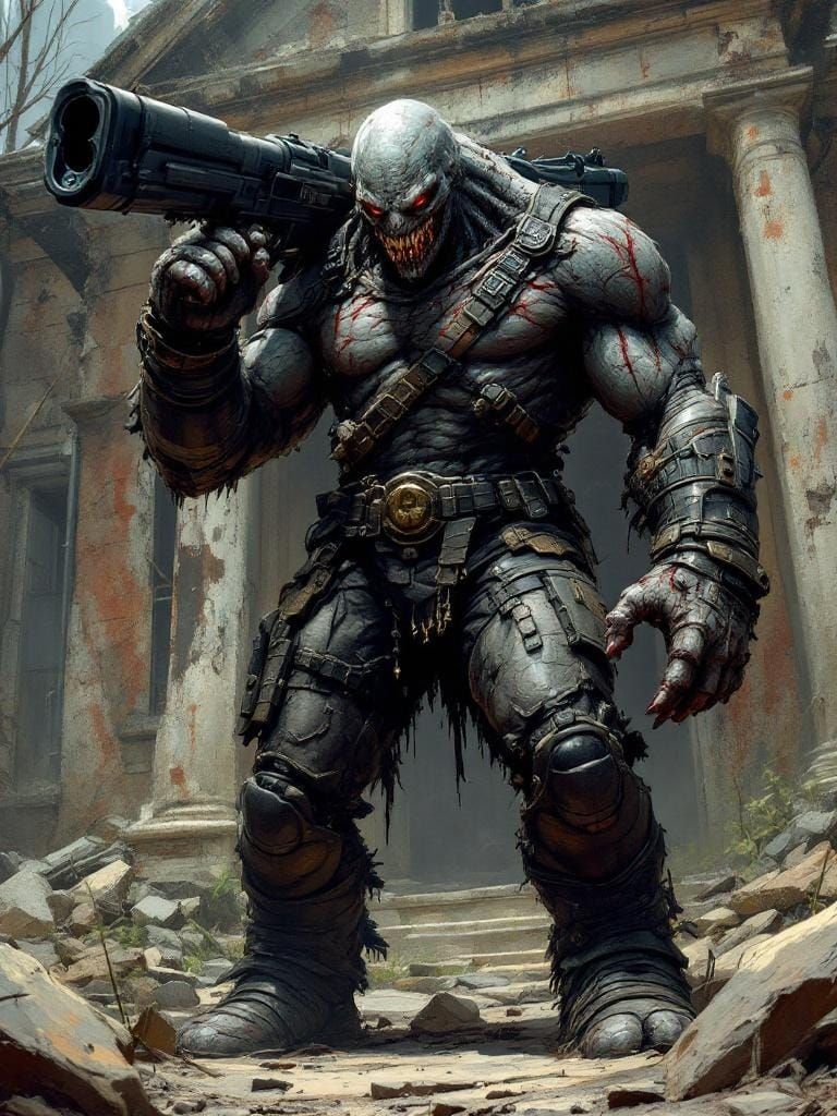 Fallout Super Mutant in Post-Apocalyptic Ruins