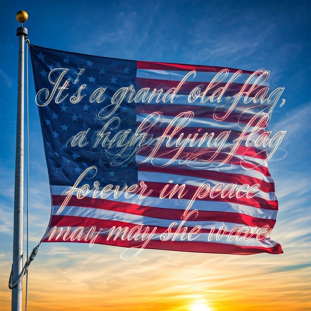Majestic Flag with Calligraphy in Patriotic Fusion Style