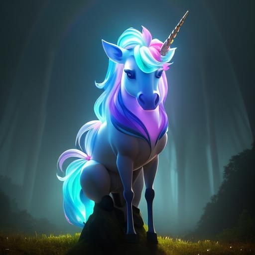 Woman in Stained Glass Dress with Unicorn