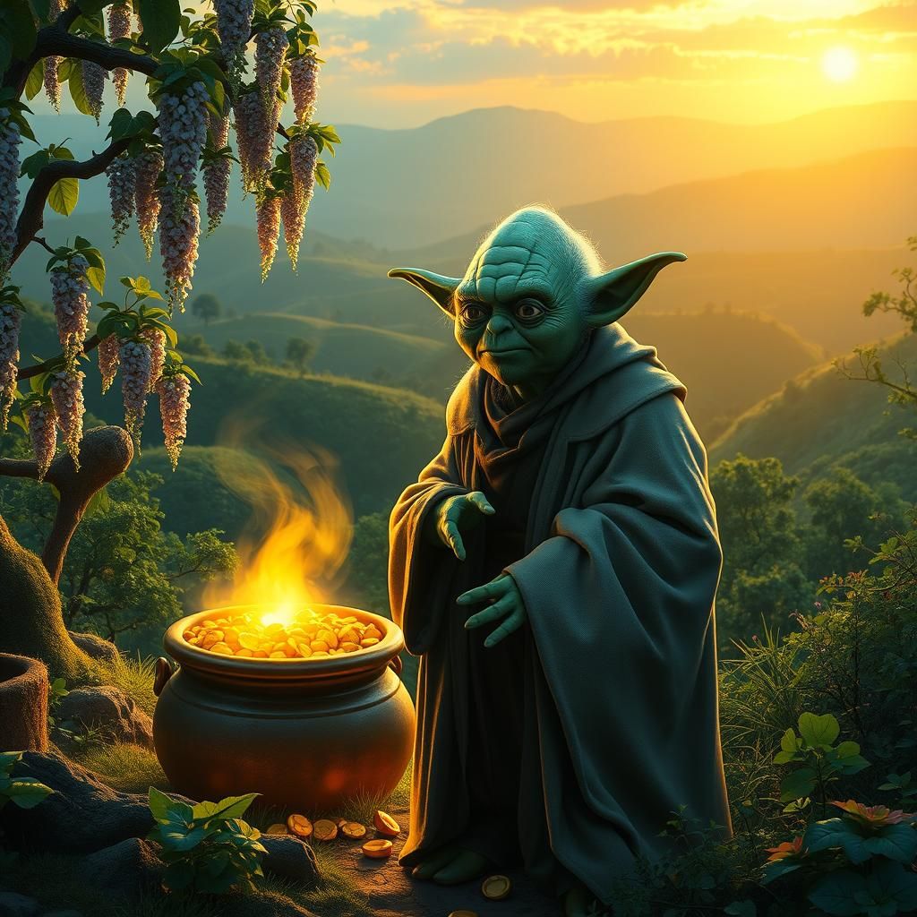 Yoda as Leprechaun in Mystical Irish Forest