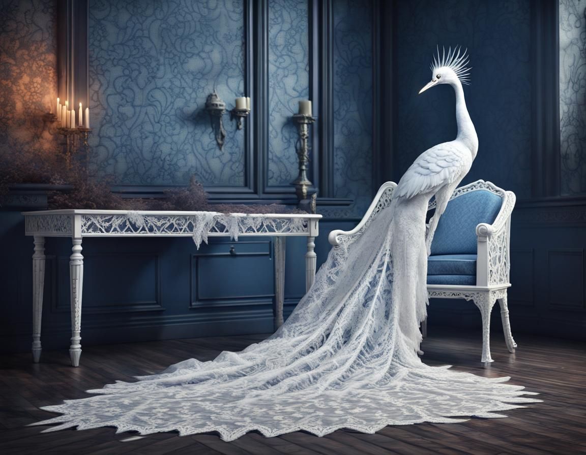 Lace Crane: Art Deco Digital Rendering