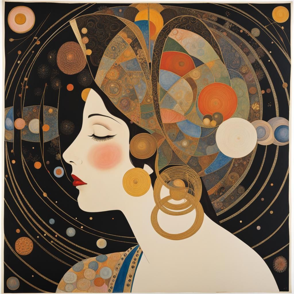 Mystical Woman in Dreamy Abstract Art Style